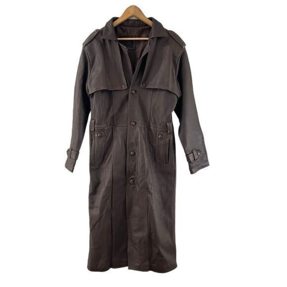 Creaciones El Cepi Vintage Brown Leather Trench Coat